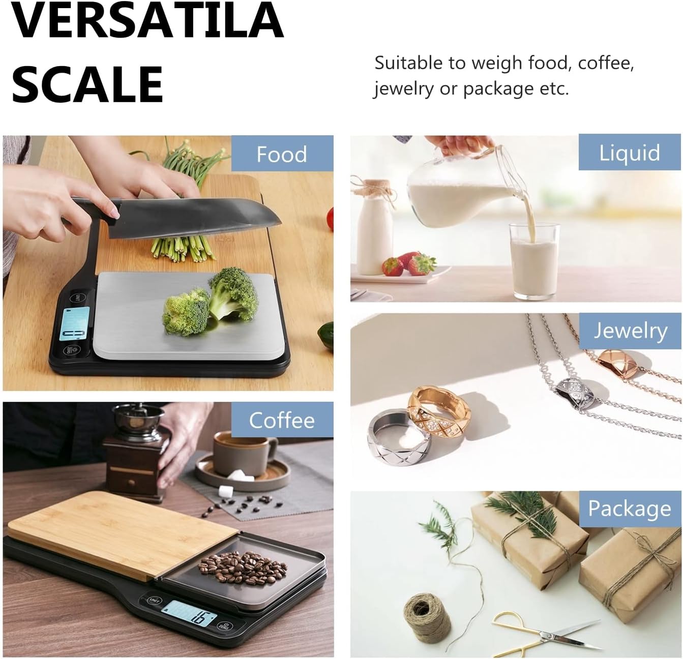 NUTRI FIT Food Scale - 3 in 1 Digital Kitchen Scale with Removable Cutting Board & Tray, LCD Display, 11lb 5kg B265