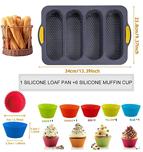 MUJUZE Silicone Loaf Pan with 6 Muffin Cups, Nonstick & Heat Resistant W493885