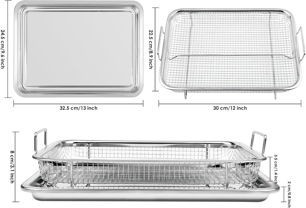 Stainless Steel Air Fryer Basket and Tray Set 13 x 10 Inches C126958