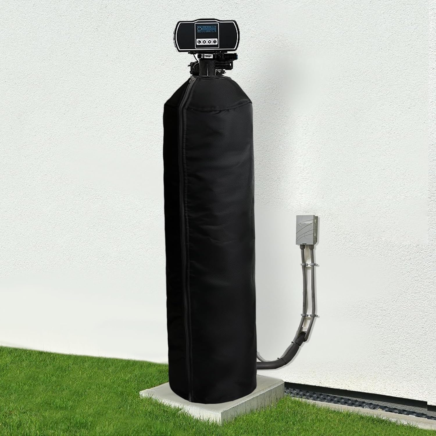 Outdoor Insulated Water Softener Tank Cover,Heavy Duty Water Softener Tank Jacket to Prevent Sweating (13x54, Black)