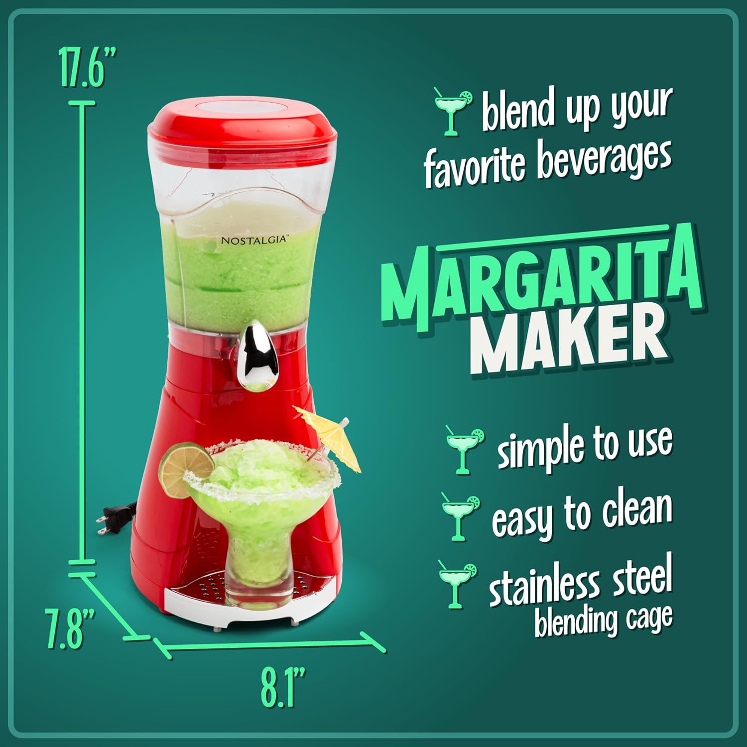 Nostalgia Margarita Machine - Red 64-Ounce Blender H2624