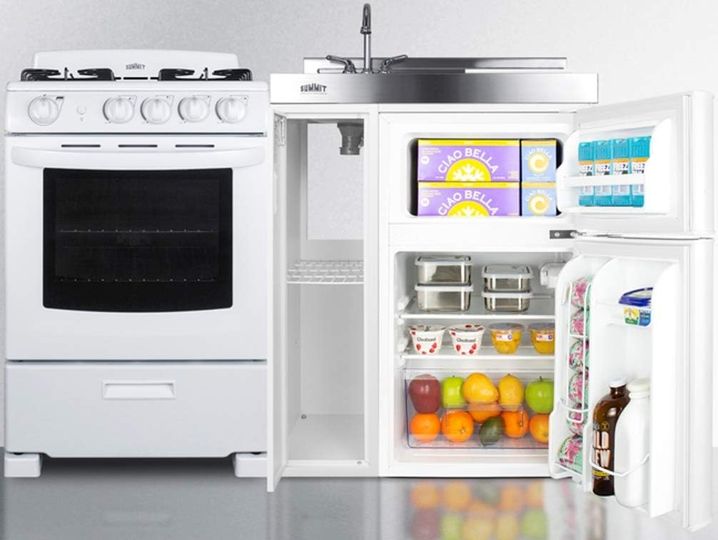 Summit Appliance ACK54GASW 54" All-in-One Kitchenette with Gas Range and Refrigerator R882059