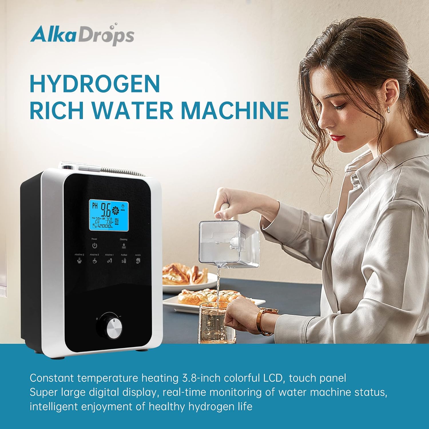 Water Ionizer and Purifier Machine, pH 3-11 Alkaline Acid Water, 11 Plate Electrode N60008