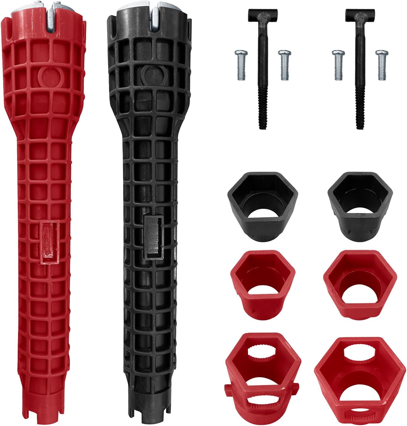 2 Pack Multi-functional Sink Wrench Faucet Installation Tools, 14-in-1 Sink Wrench and 8 in 1 Basin Wrench Faucet Installer for Toilet Bowl/Bathroom/Kitchen Plumbing with Thread Seal Tape