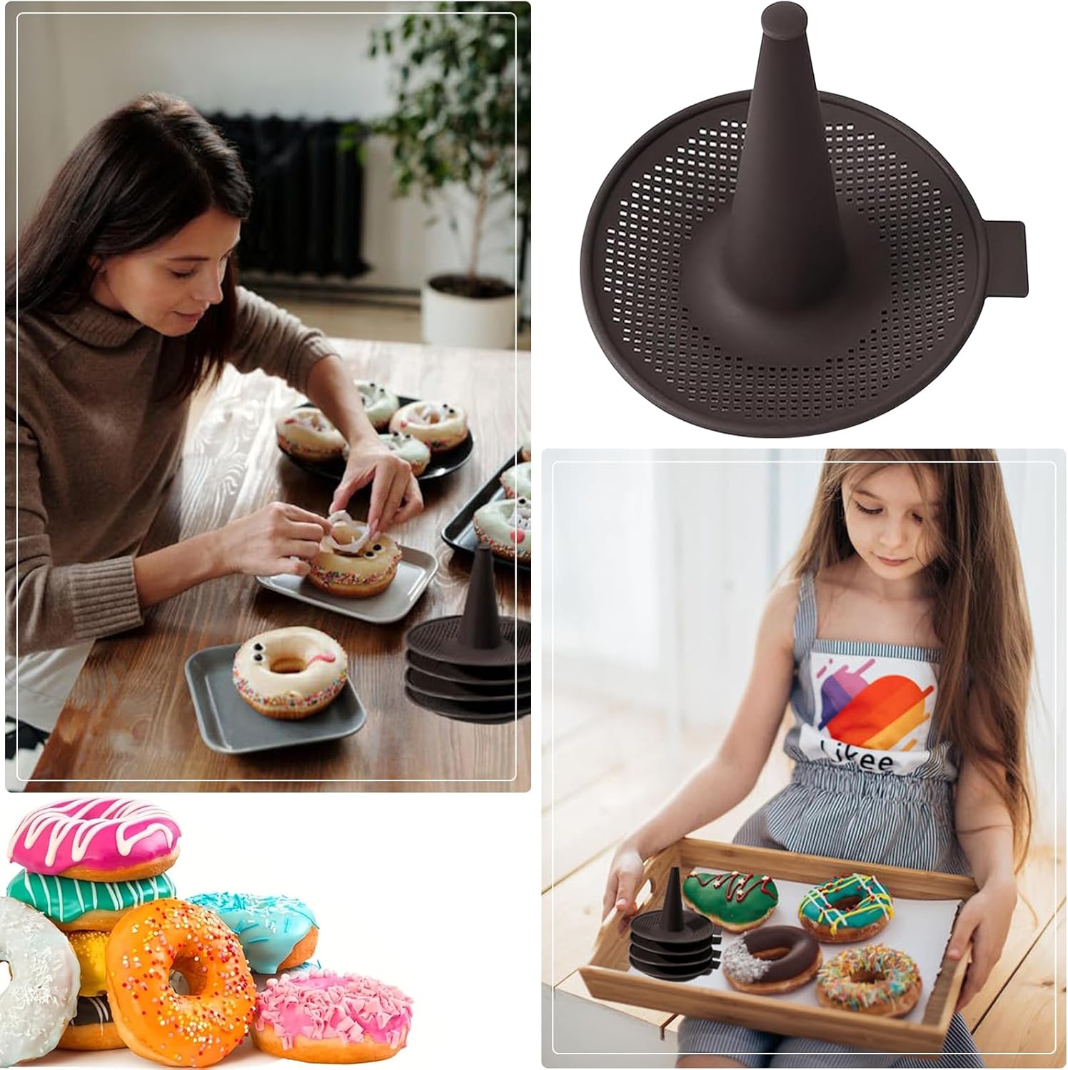 Donut Mold for Baking, 6Pcs Silicone Conical Doughnut Pans N30030