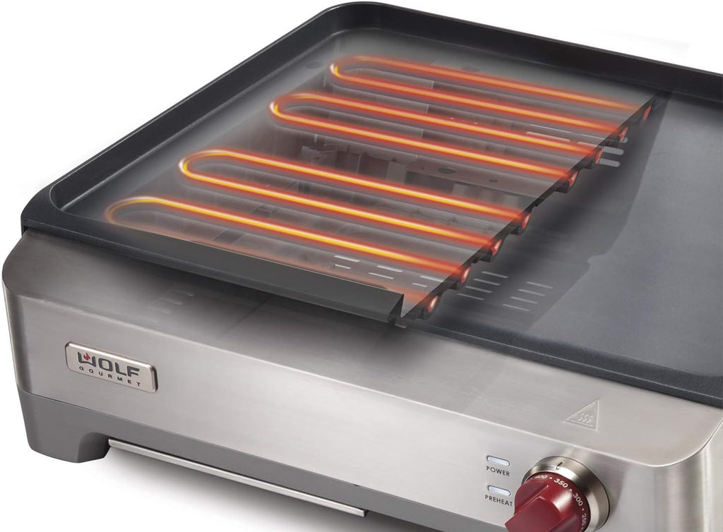 Wolf Gourmet Precision Electric Griddle Indoor Grill, Nonstick, Stainless Steel X74438
