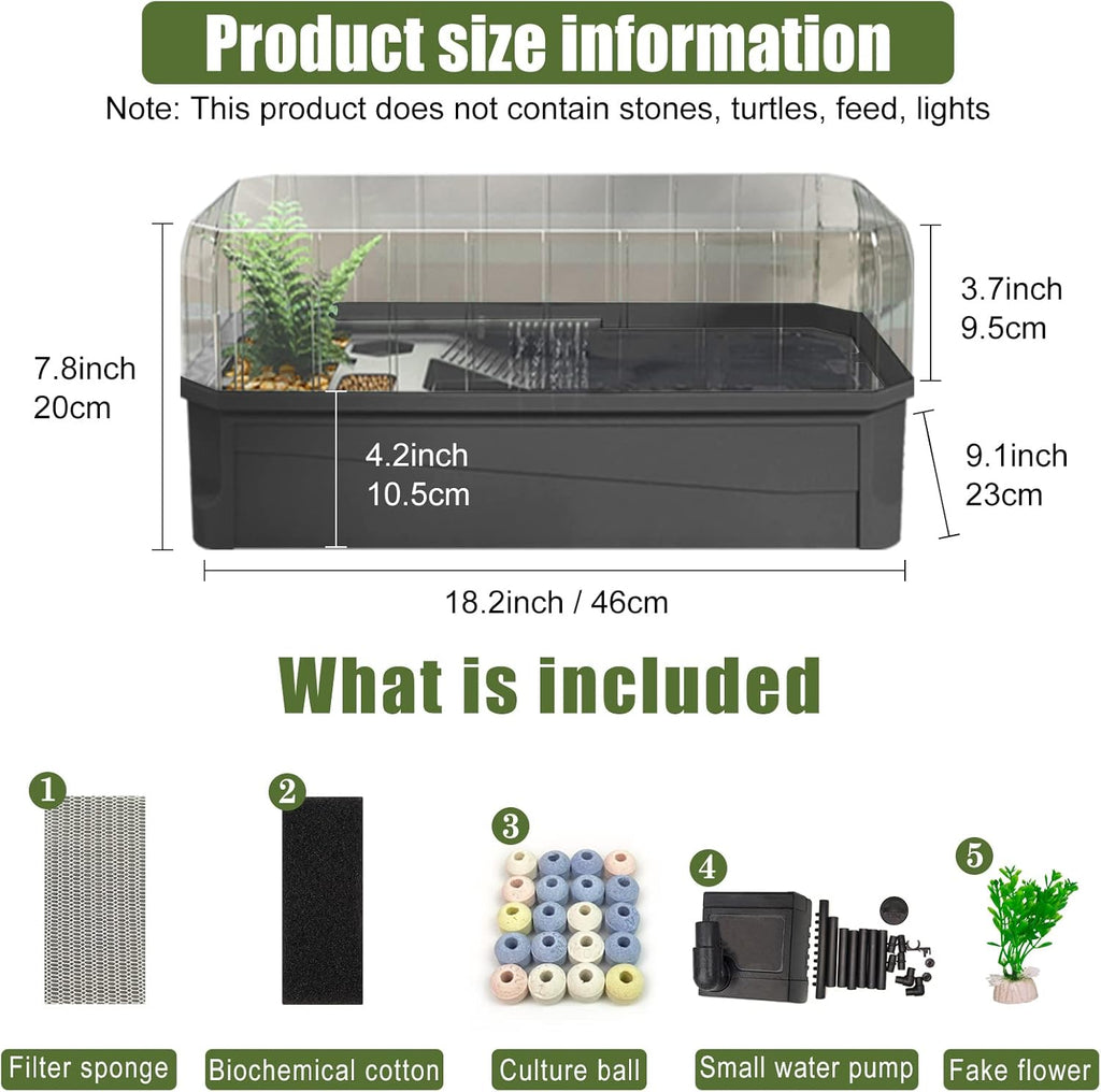 Turtle Aquarium Tank Kit with Water Filter and Anti-Escape Fence I66608