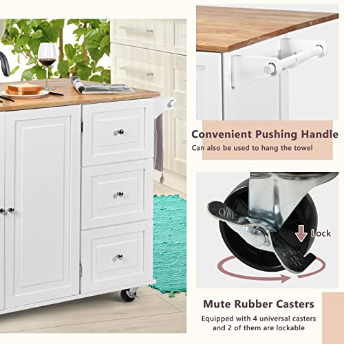 SILKYDRY Kitchen Island with Stainless Steel Top and Storage Cabinet H59405