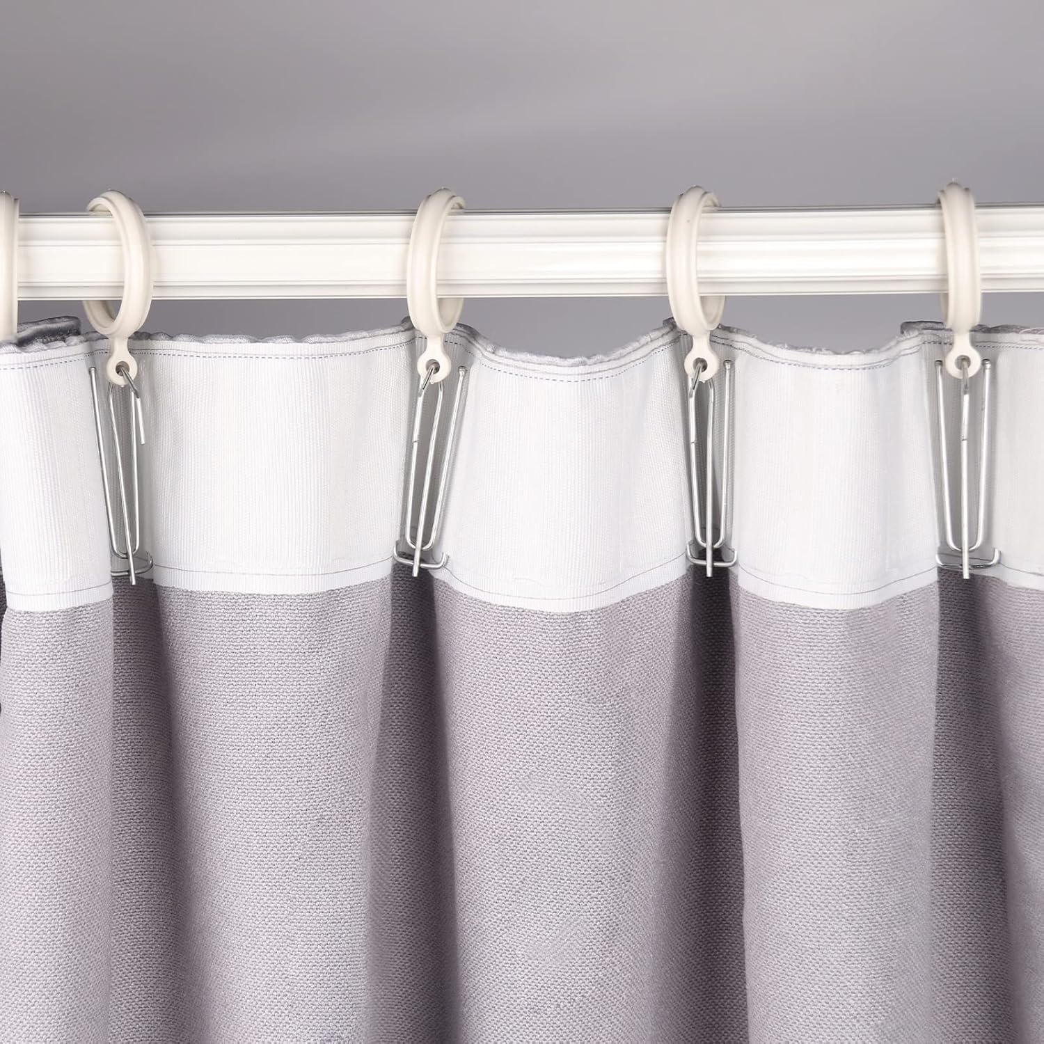 Curtain Pleat Tape 10 Yards with 30 Stainless Steel Hooks, White Q374659