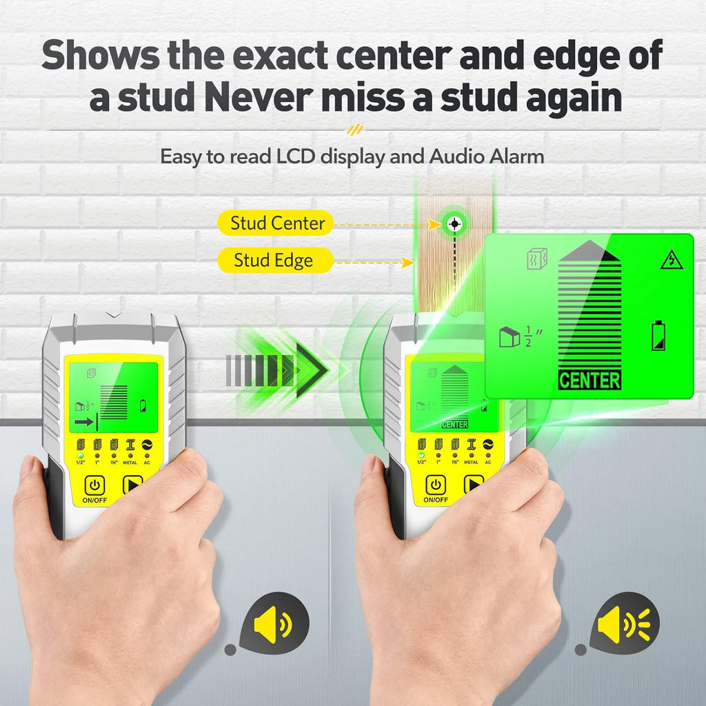 Stud Finder Wall Scanner 5 in 1 with LCD Display for Wood Metal AC Wire Detection Q684707