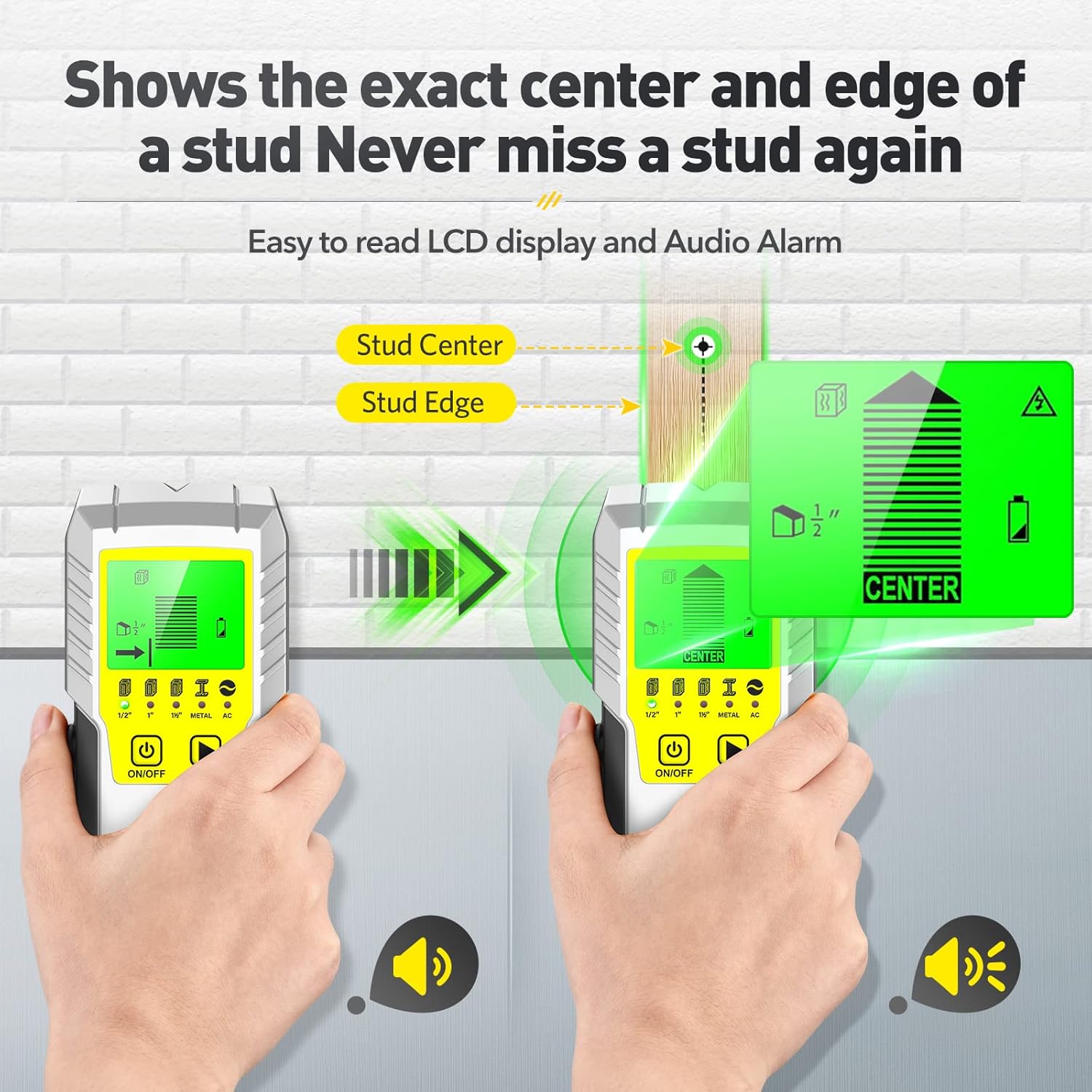 Stud Finder Wall Scanner 5 in 1 with LCD Display for Wood Metal AC Wire Detection Q684707