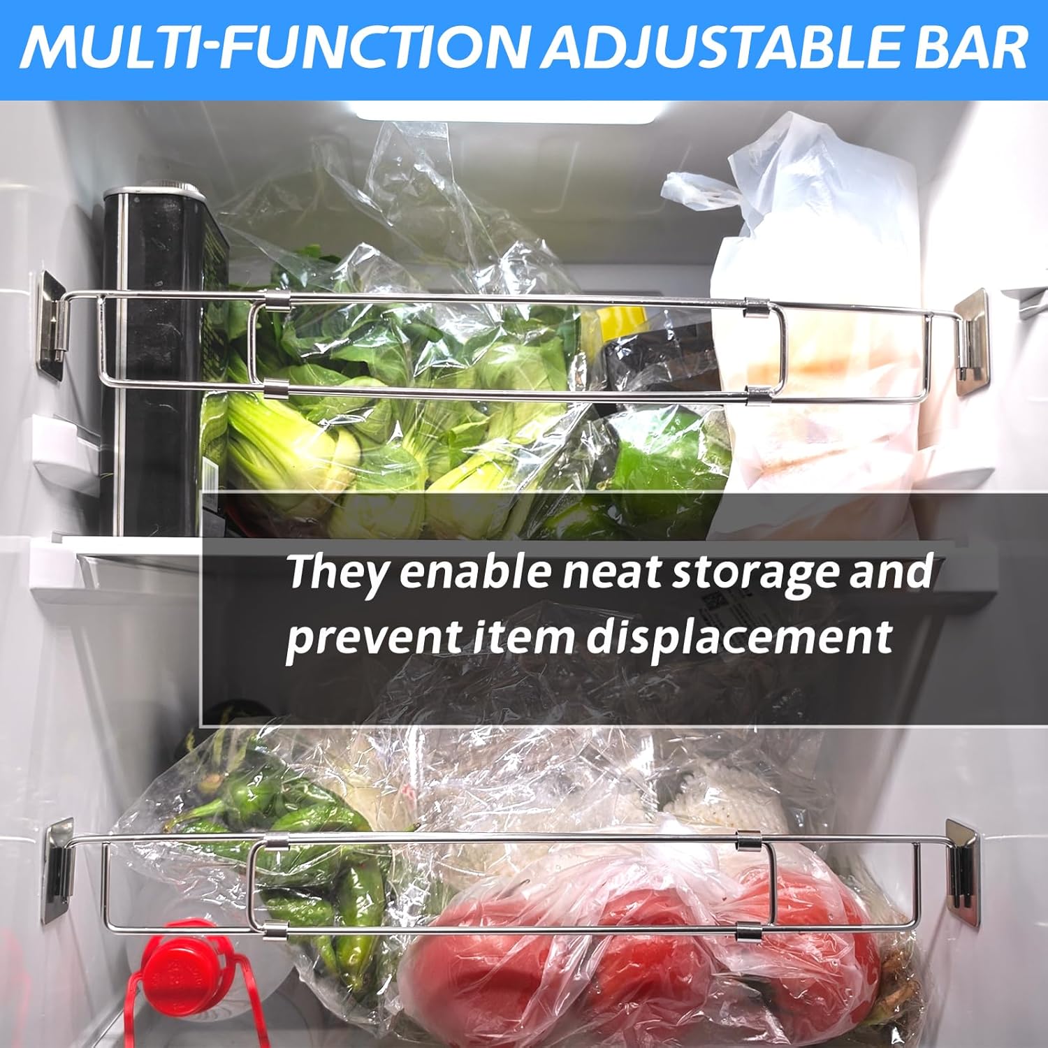 RV Adjustable Refrigerator Bars Stainless Steel Tension Rods 2 Pack C565