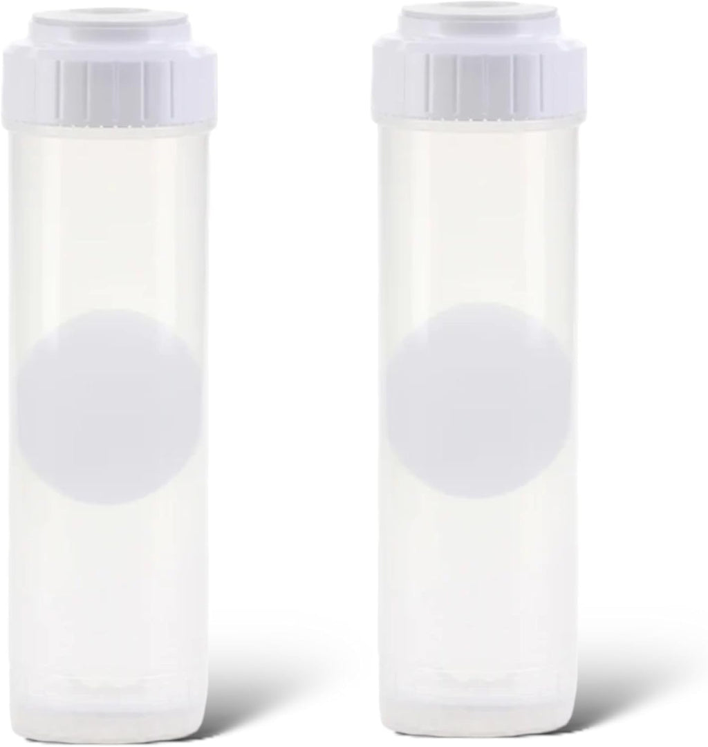 LiquaGen 2 Pack Clear Empty Standard Size Water Filter Cartridge, Durable Construction Universal Pre/Post Use 2.5 x 10 with Padding