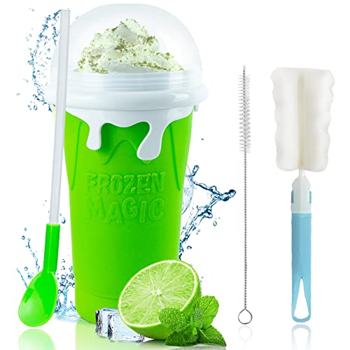 Slushy Cup Maker,Large Slushie Maker Cup 500ml,Double Layers Silicone Slushie Cup Maker Squeeze Cup,Quick Frozen Magic Slushy Maker Cup,DIY Slush Cup,Cool Stuff Gifts for Kids and Family - Blue