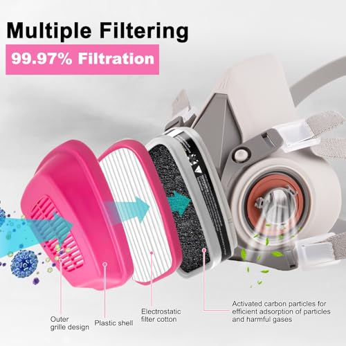 WSYBB Respirator Mask with 60921 Filters, Half Face Gas Mask W365986
