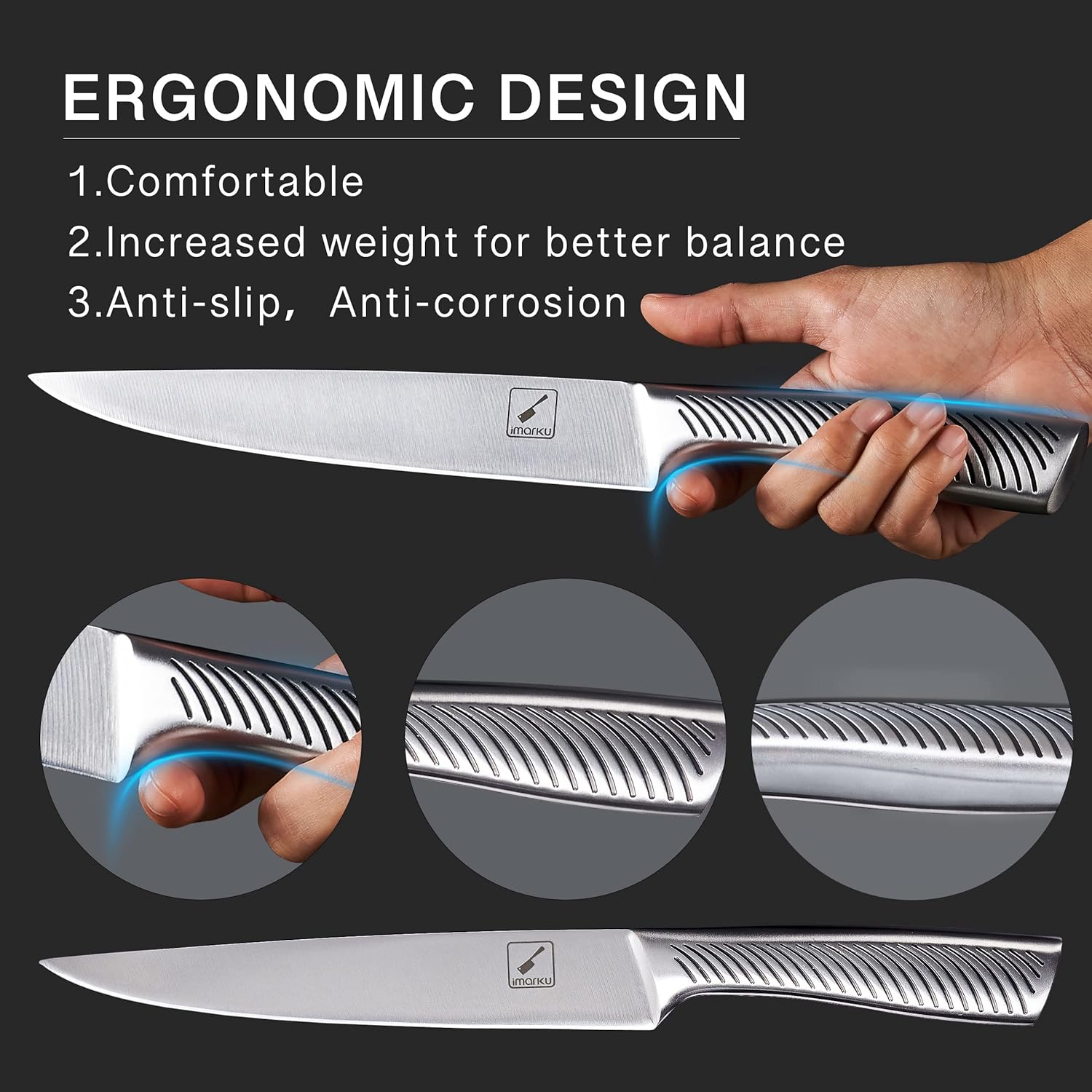 imarku 14PCS High Carbon Stainless Steel Kitchen Knife Set with Block F7207