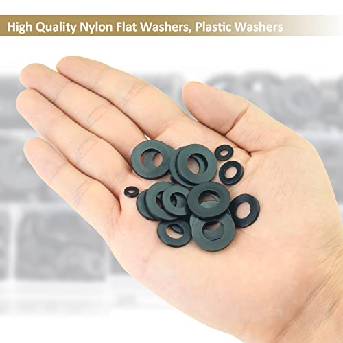 Kindroufly 9 Sizes Nylon Flat Washers Assortment Kit I3145