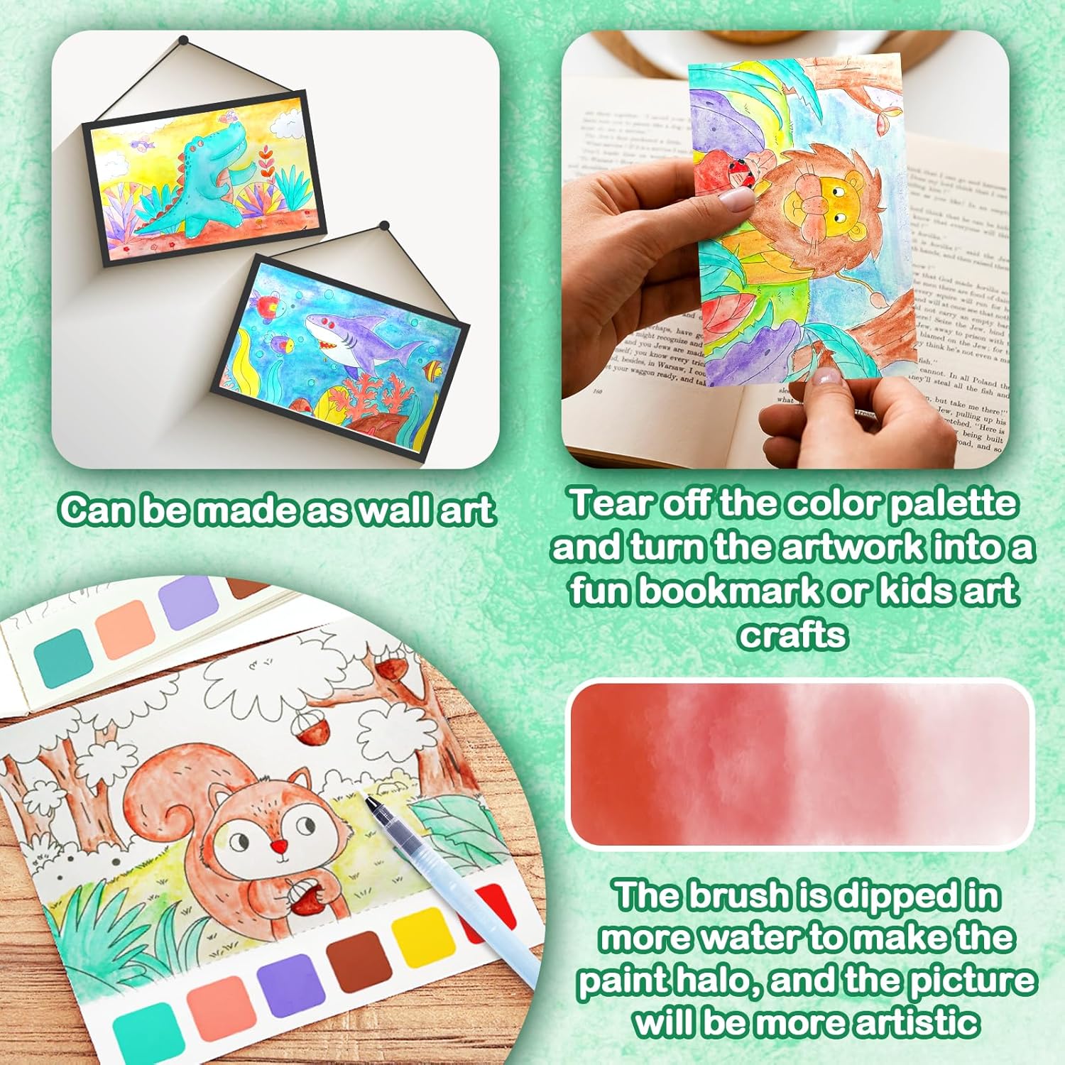 Watercolor Coloring Books for Kids Ages 4-8 with Paint Sets Z203