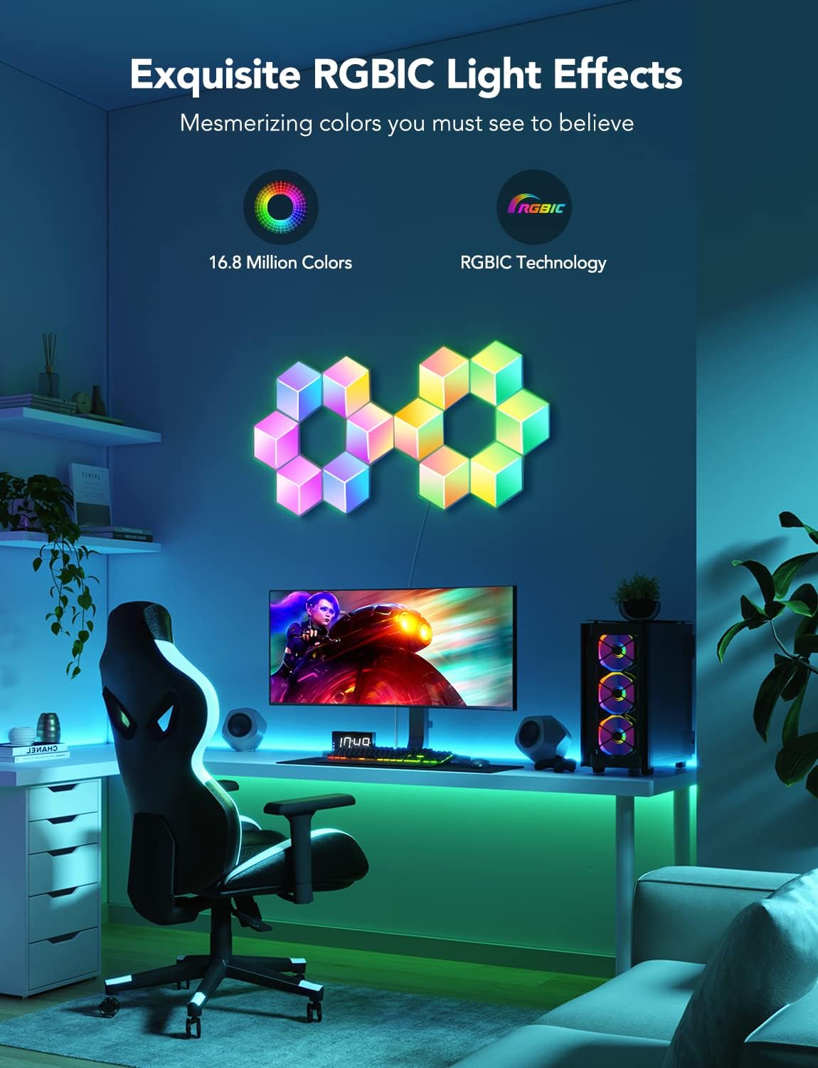 Govee Glide Hexa Pro Light Panels, RGBIC 3D Hexagon Wall Lights, 10 Pack R319