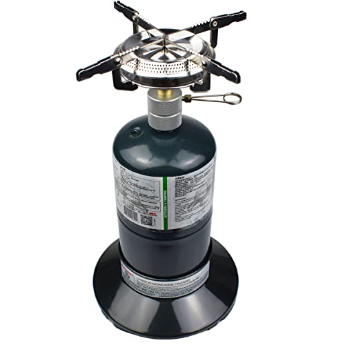 RANDDER Propane Stove Portable Camping Gas Stove 10,000 BTU Bottletop Single Adjustable Burner with 1 lb Tank Base Carrying Case Great for Emergency Outdoor