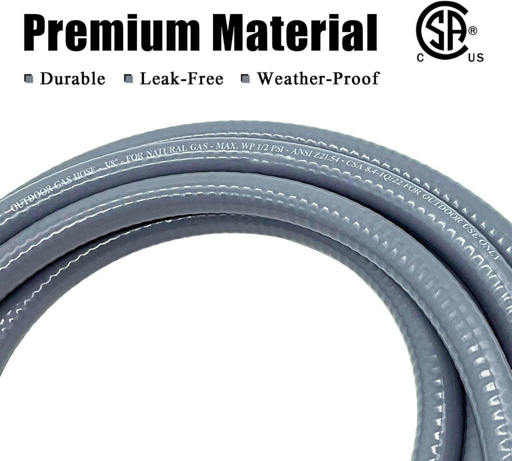 12FT 3/8" ID Natural Gas Hose with Quick Connect for Grill and Patio Heater D7562