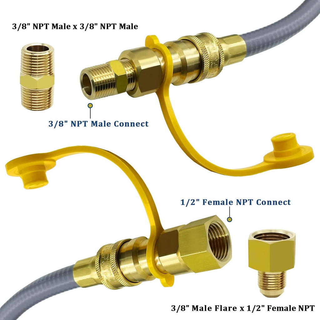 12FT 3/8" ID Natural Gas Hose with Quick Connect for Grill and Patio Heater D7562