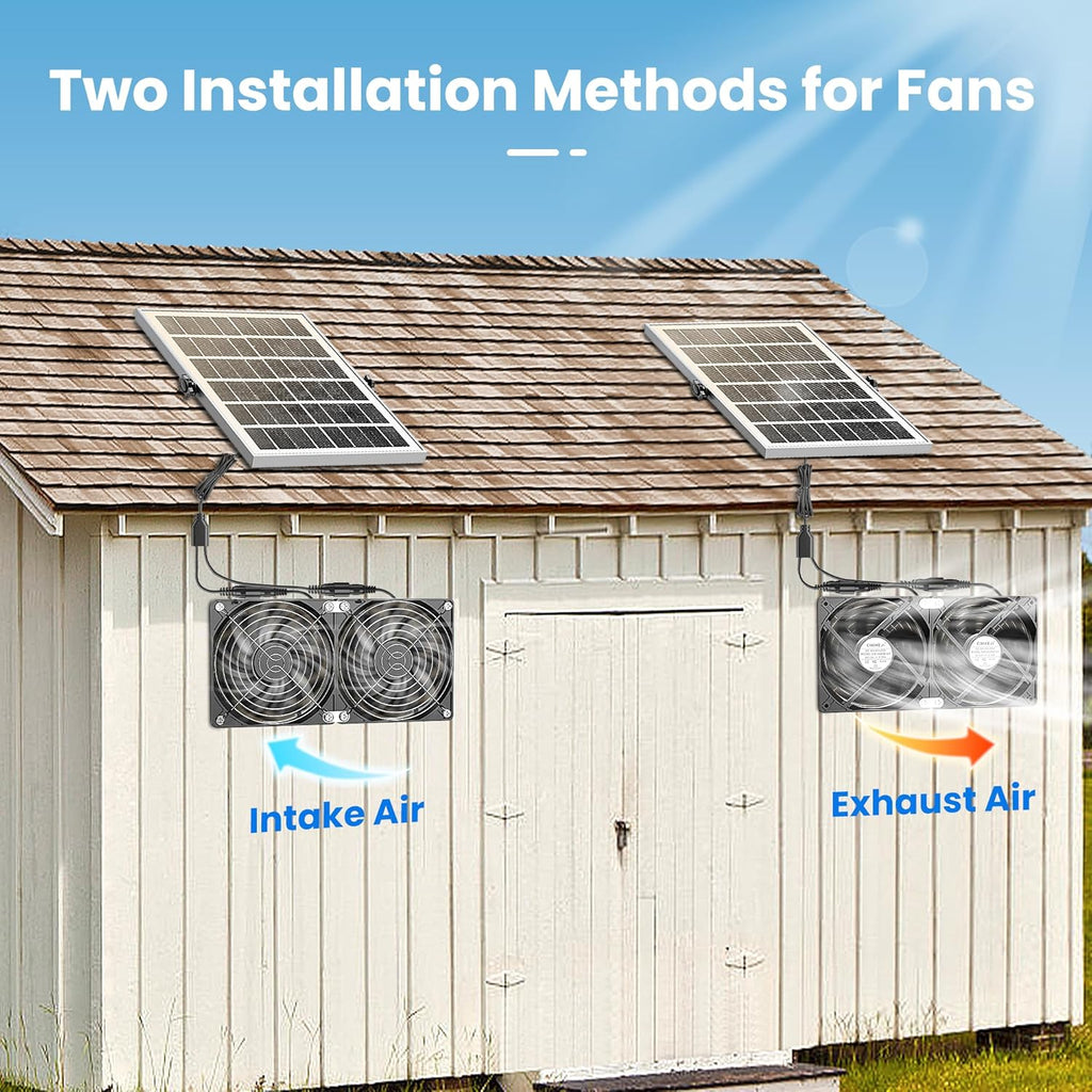Solar Fan with Battery 20W for Greenhouse Chicken Coop Ventilation R242