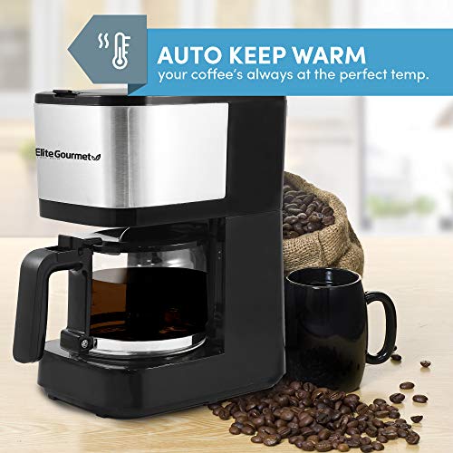 Elite Gourmet Automatic Drip Coffee Maker with Reusable Filter H225316