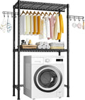 Ulif U3 Over Washer and Dryer Shelves, Heavy Duty Laundry Room Space Saver and Organization Shelves, Clothes Drying Rack, Metal Freestanding Closet Organizer Storage, 35" W x 13.4" D x 76.7" H, Black