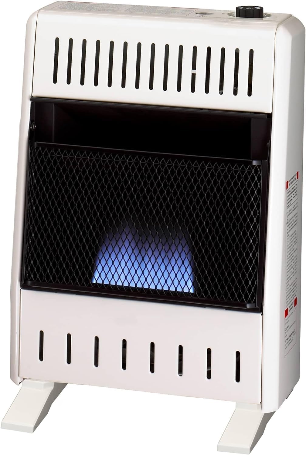 ProCom MN100TBA-B Ventless Natural Gas Blue Flame Space Heater with Thermostat Control for Home and Office Use, 10000 BTU, Heats Up to 500 Sq. Ft., Includes Wall Mount and Base Feet, White