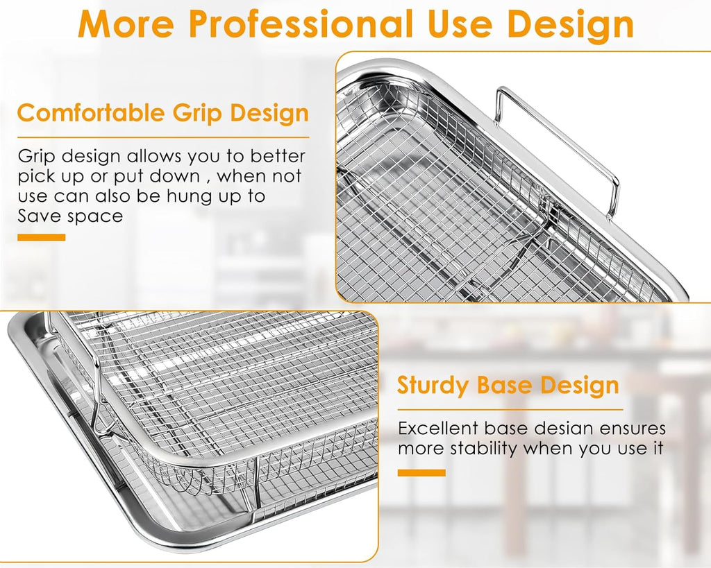 Stainless Steel Air Fryer Basket and Tray Set 13 x 10 Inches C126958