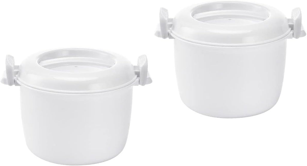 Microwave Rice Cooker Rice Steamer:2pcs Round Microwave Food Container Microwaveable Rice Pasta Cooker Microwave Rice Steamer for Rice Chicken Pasta