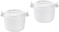 Microwave Rice Cooker Rice Steamer:2pcs Round Microwave Food Container Microwaveable Rice Pasta Cooker Microwave Rice Steamer for Rice Chicken Pasta