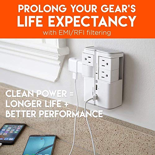 ECHOGEAR USB Wall Charger Surge Protector with 4 Pivoting AC Outlets & 2 USB Ports R922261
