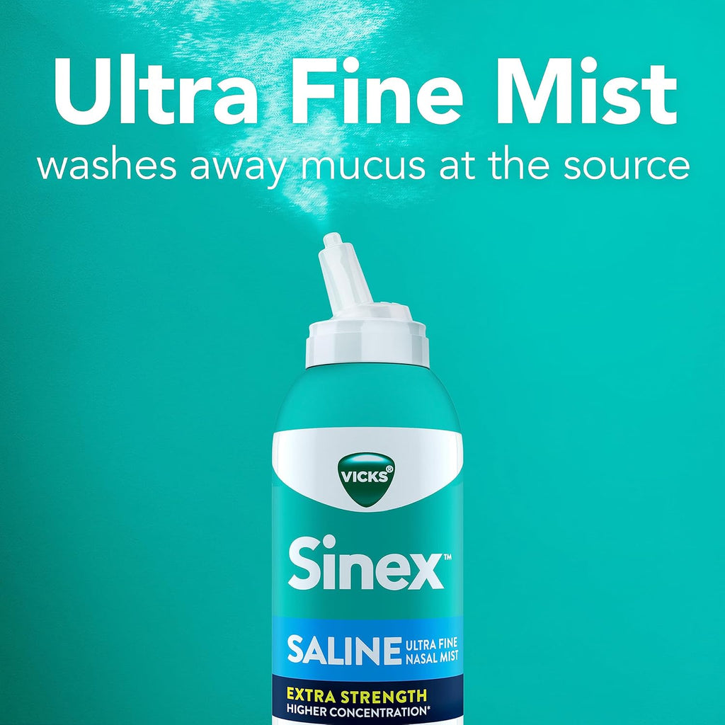 VICKS Sinex Saline Extra Strength Nasal Spray, 3X Concentrated, Drug Free, 5 OZ x 2 N11059