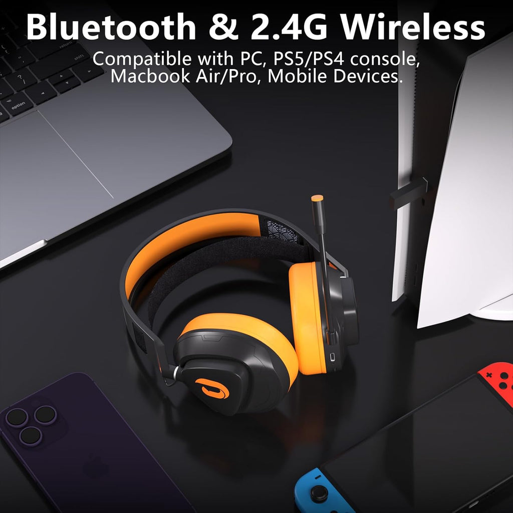 Jeecoo G90 Wireless Gaming Headset with Detachable Mic for PC PS4 PS5 Switch E3830