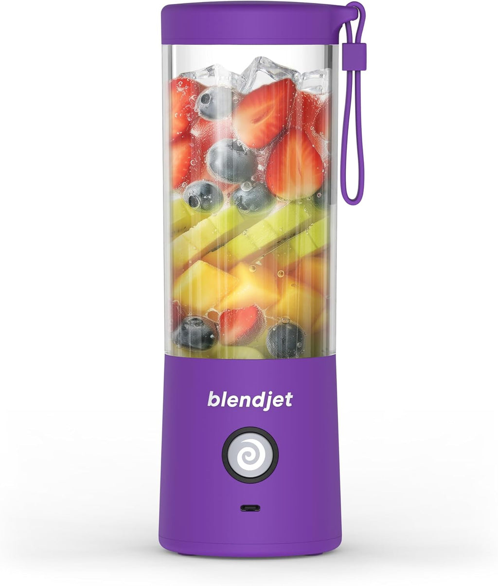 BlendJet Portable Blender for Smoothies & Shakes - 16oz BlendJet 2 Cordless Personal & Small Blender, USB-C Rechargeable & Self Cleaning - Quiet Mini Travel Blender with Stainless Steel Blade (Purple)