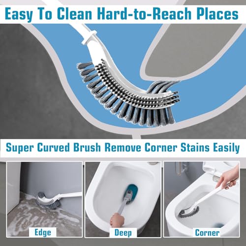 MMIOFANT Toilet Bowl Brush and Holder Set, Wall Mount Silicone Scrubber J724019
