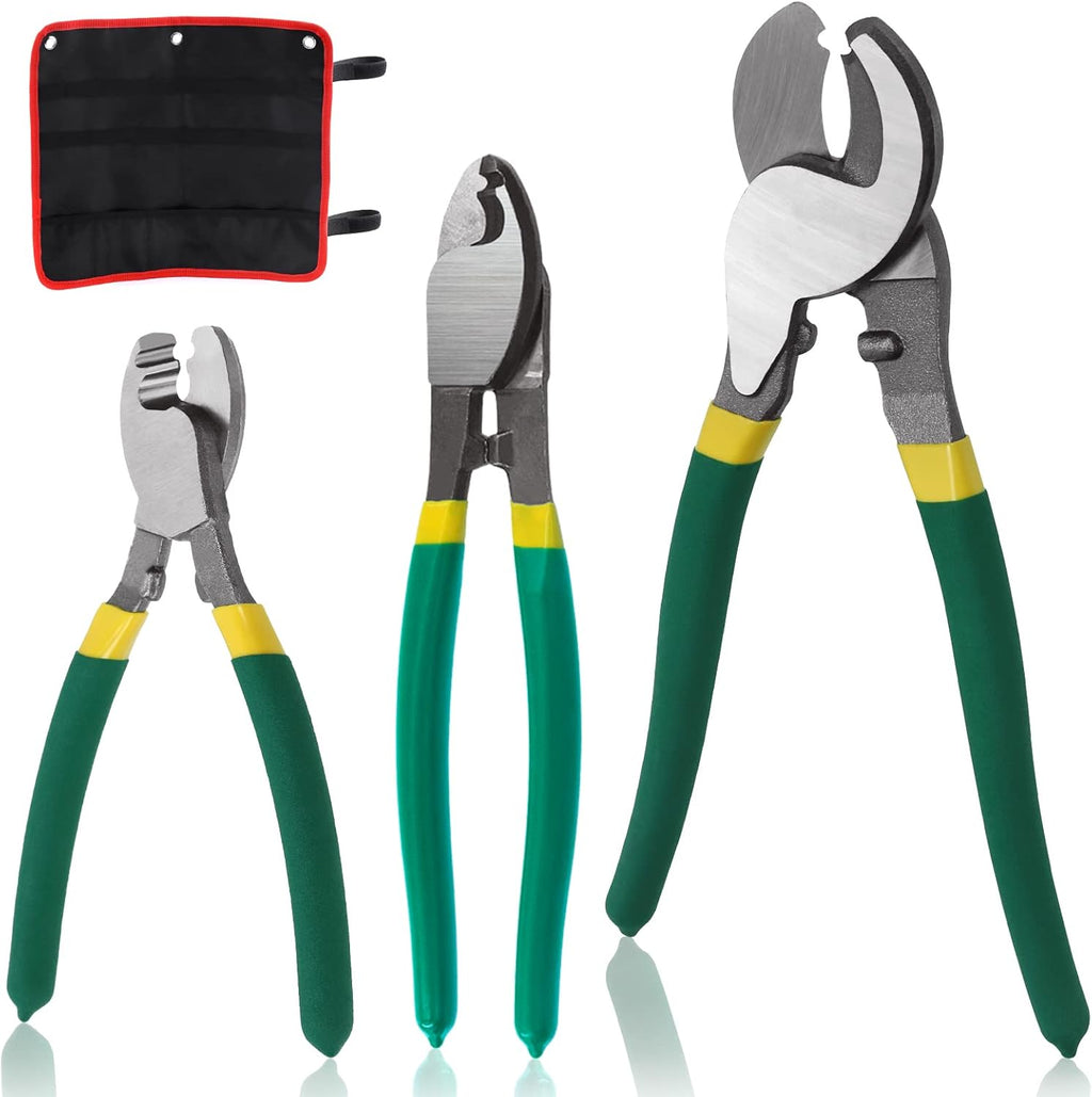 Hilitchi 4Pcs 6 8 10 Inch Stainless Steel Cable Cutters with Storage Pouch, Heavy Duty Cable Wire Cutters Wire Rope Cutter High Leverage Cutter for Wire, Copper, Brake Cutting