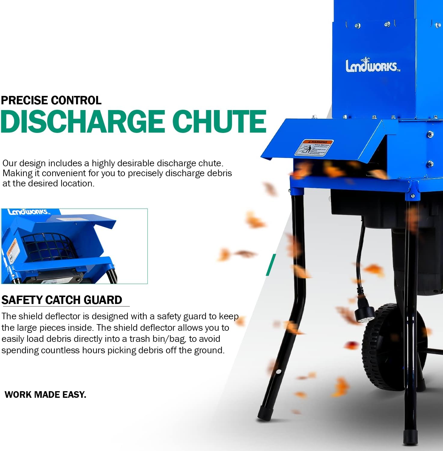 Landworks Electric Leaf Mulcher Shredder 11" Cutting Blade for Leaves & Grass O457183