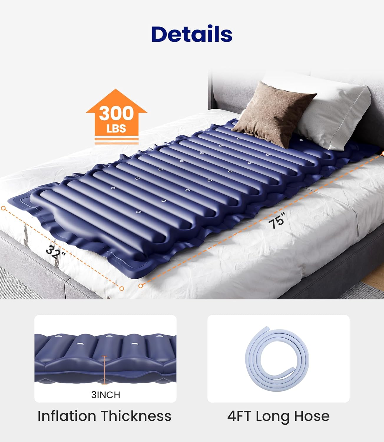 Alternating Air Pressure Mattress Pad with Adjustable Pump for Hospital Beds and Home Use V110