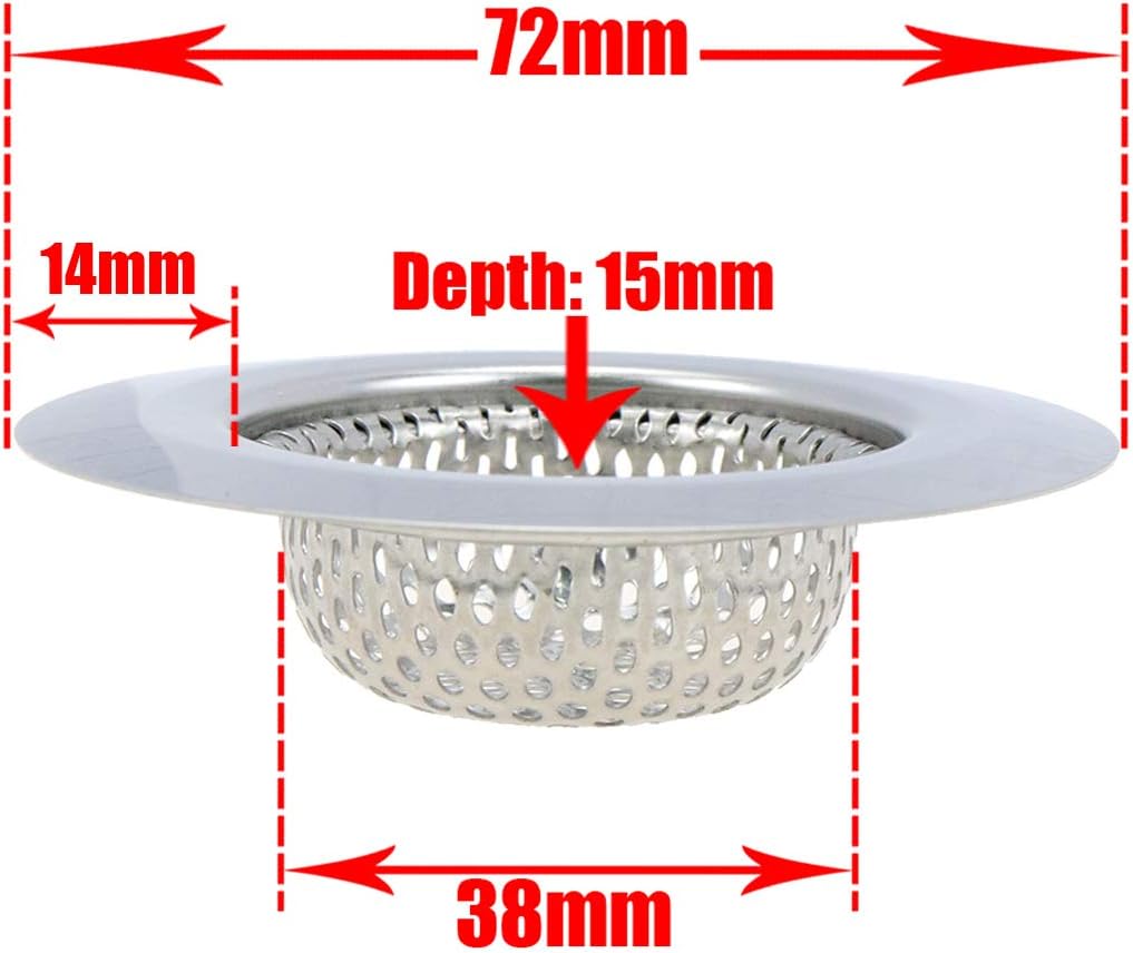 Kitchen Sink Strainer 1.5-Inch, Stainless Steel Drain Basket with Wide Rim T368
