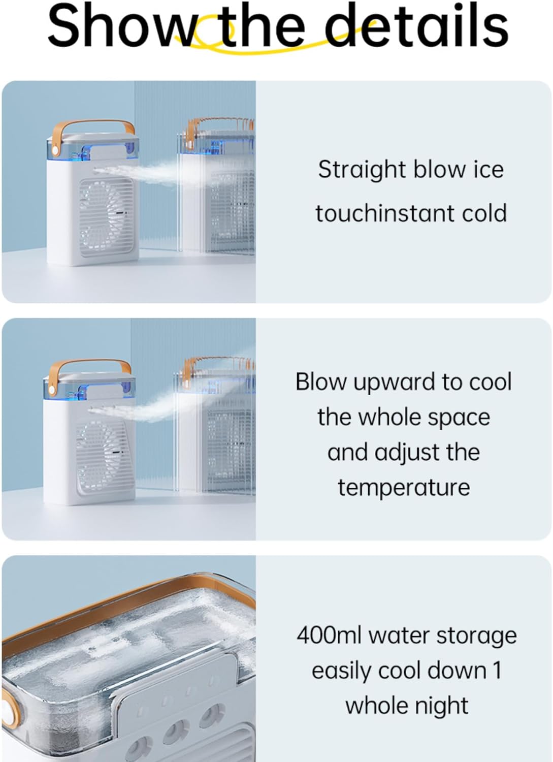 Mini Air Cooler Portable Evaporative Desktop Fan for Home Office Camping Car White V353