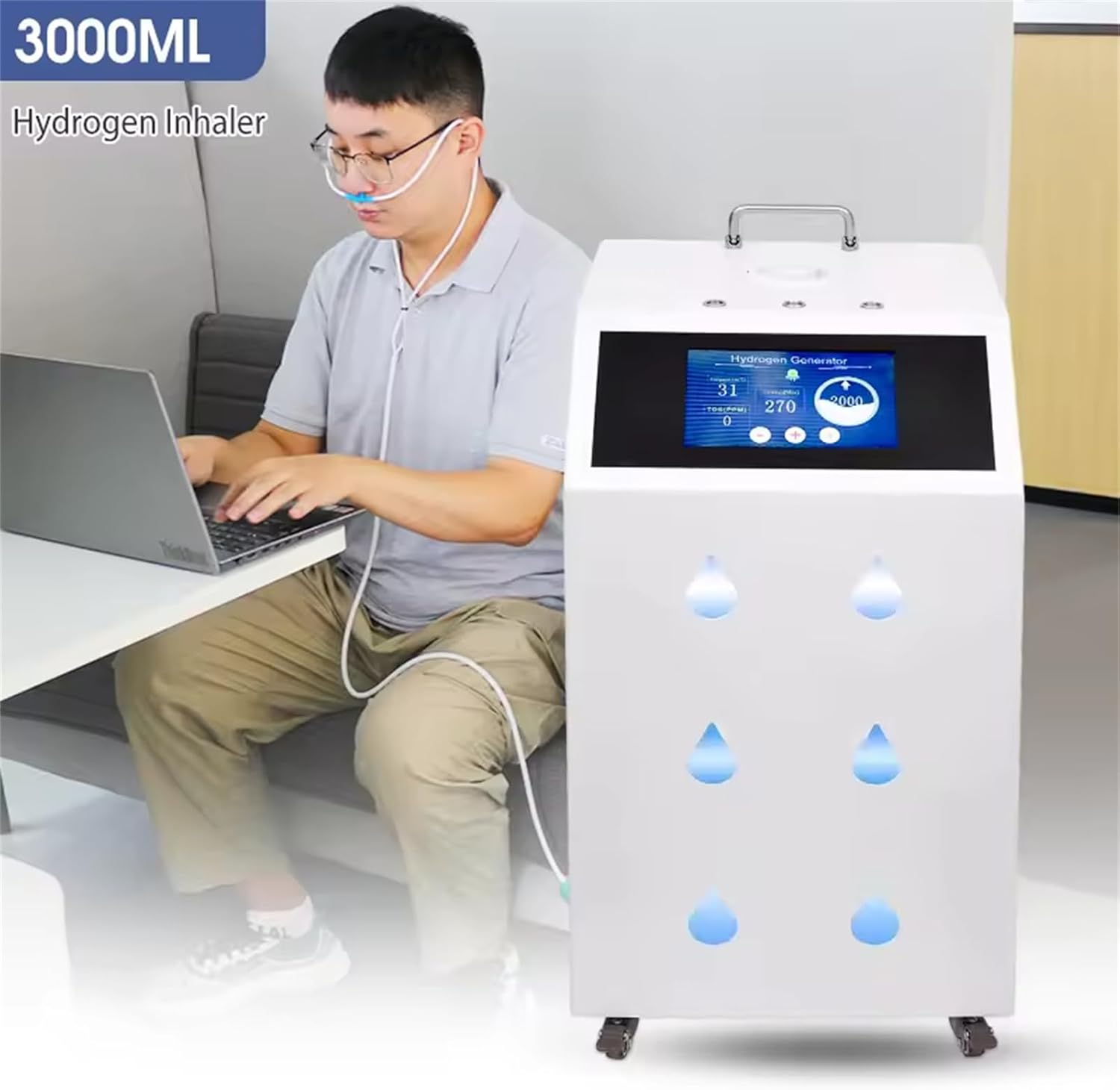 Hydrogen Inhalation Machine with SPE/PEM Tech, 3 Outlet, 99.99% Purity F207073