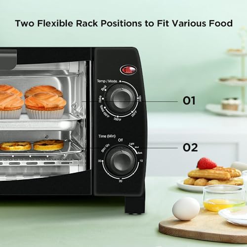COMFEE' Mini Toaster Oven with Timer for Bake, Broil, Toast Z7045