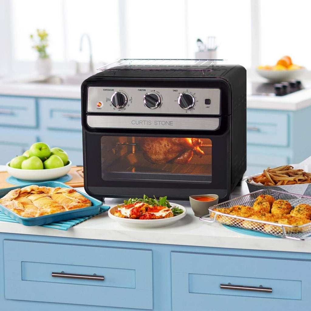 Curtis Stone Dura-Electric 1700-Watt 22L Air Fryer Oven with Rotisserie, Black (Renewed) D597384