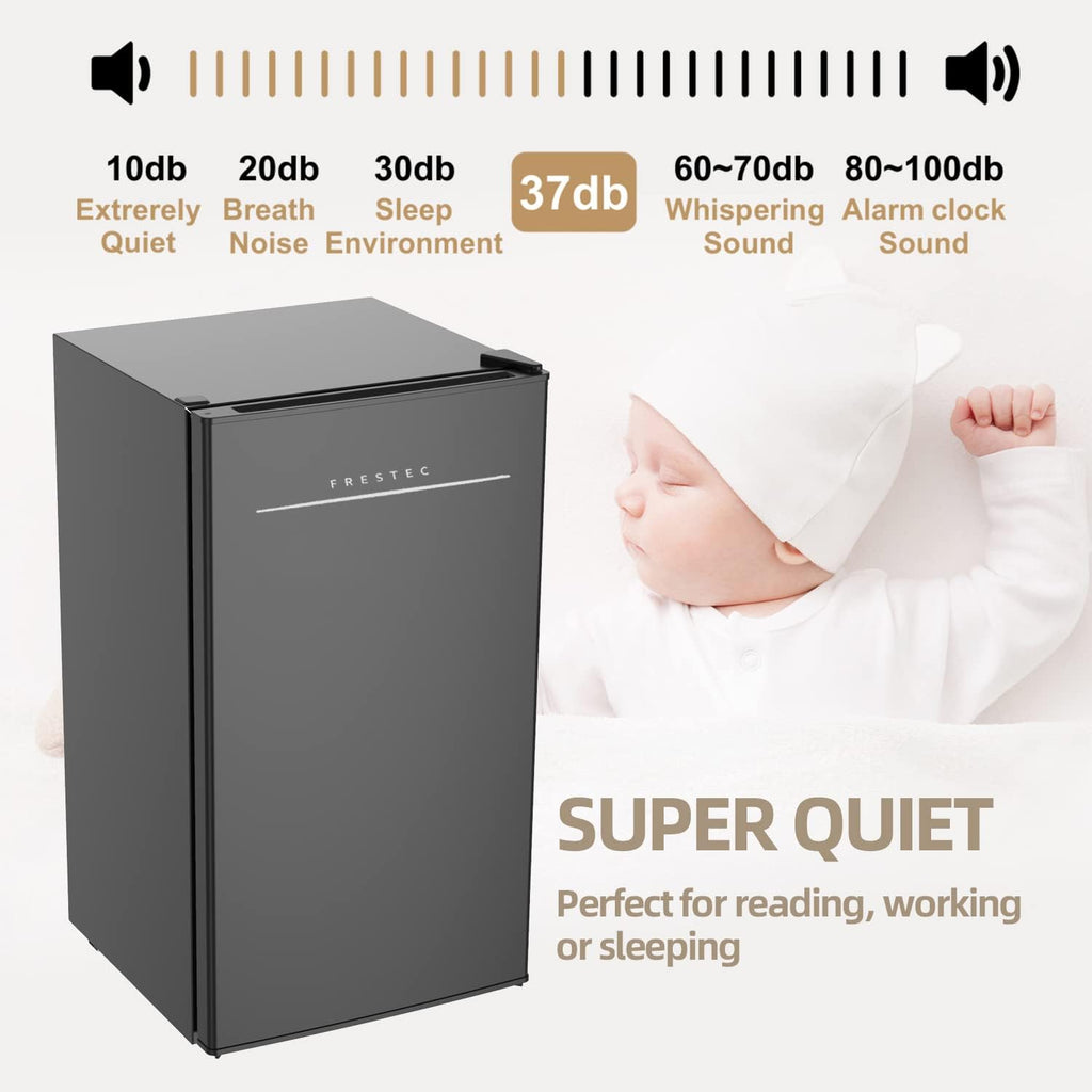 Frestec 3.2 Cu.Ft. Mini Fridge with Freezer for Bedroom, Black J2531
