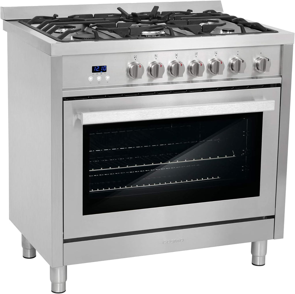 Cosmo COS-965AGFC 36 in. Gas Range with 5 Burner Cooktop, Stainless Steel D6909