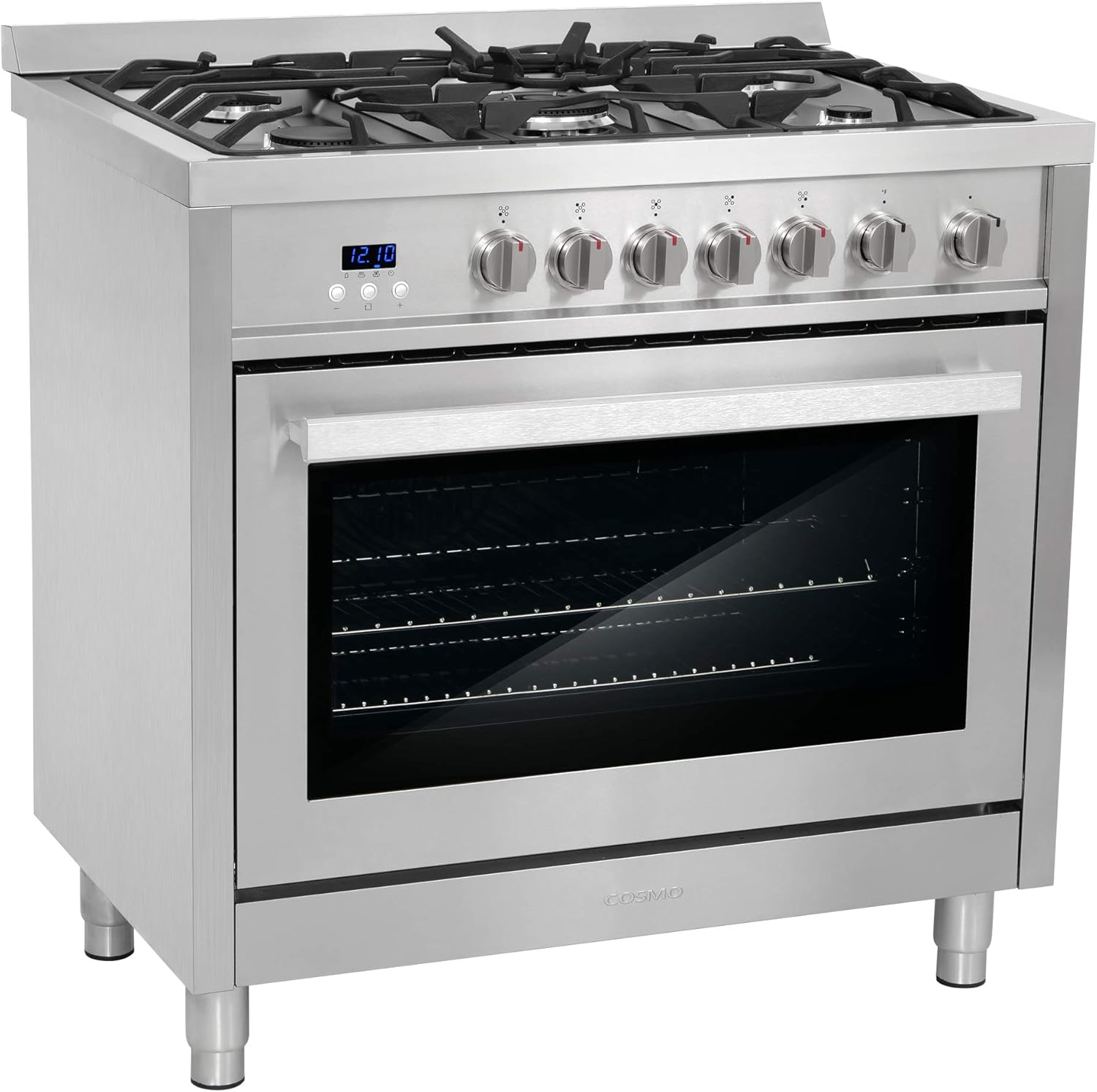 Cosmo COS-965AGFC 36 in. Gas Range with 5 Burner Cooktop, Stainless Steel D6909