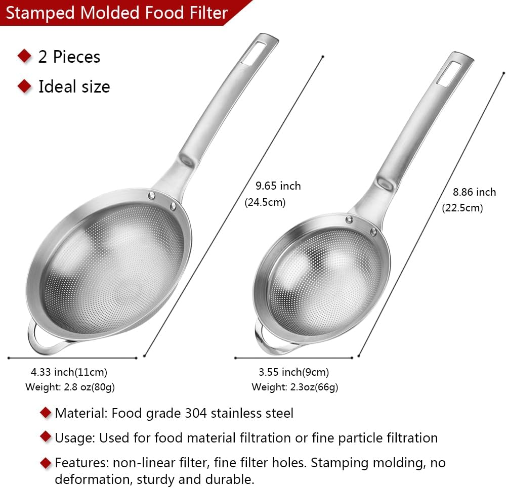Stainless Steel Fine Mesh Strainer with Handle, Set of 2 P95411